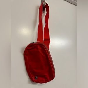 Red Lululemon belt bag